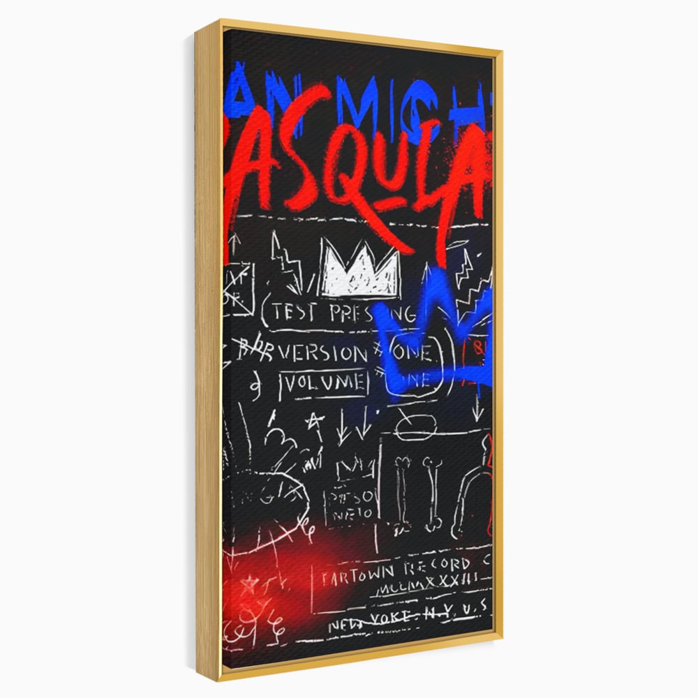 Tablou canvas cu tablou canvas cu grafica pop art, in rama de aluminiu auriu